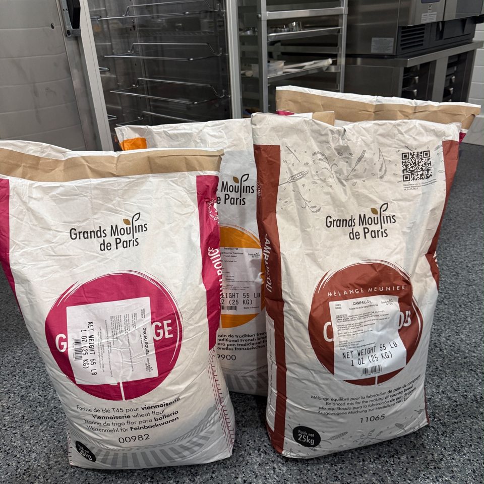 Grands Moulins de Paris flour bags in the Bakehouse kitchen